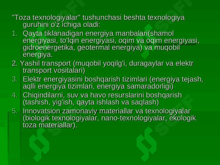 Yashil iqtisodiyot inson salomatligini tejaydigan manba sifatida 8