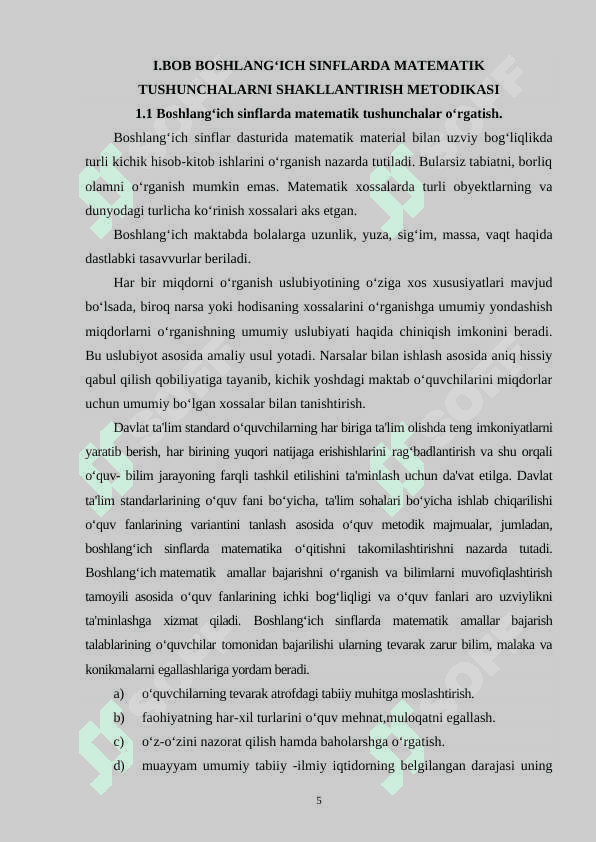 BOSHLANG‘ICH SINFLARDA MATEMATIK TUSHINCHALARNI SHAKLLANTIRISH METODIKASI 5