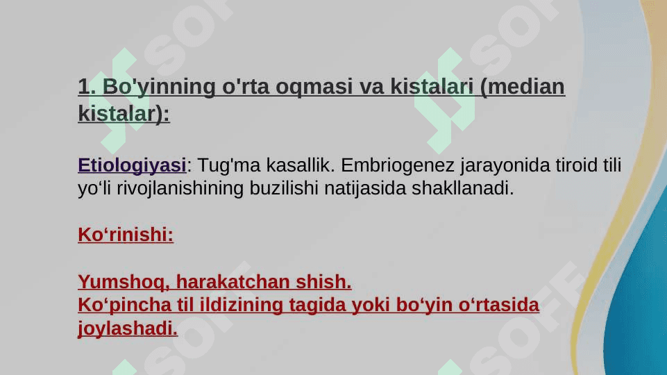 bo`yin anatomiyasi. Bo`yin klinik anatomiyasi. Bo`yin operatsiyalari 2