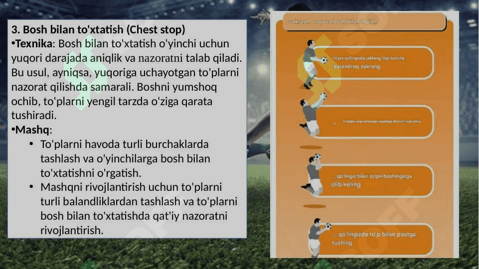 To'pni to'xtatish texnikasini o'rgatish 8