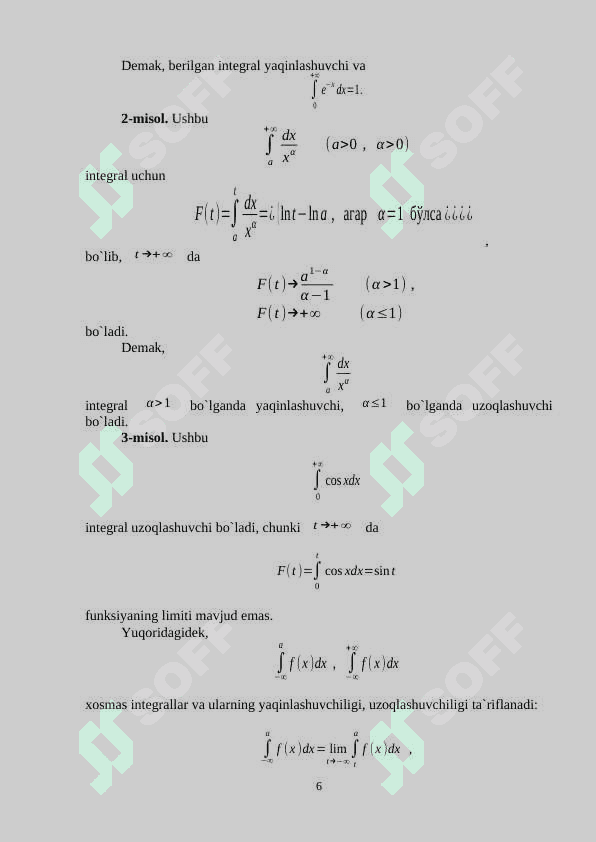 Xosmas integrallar 6