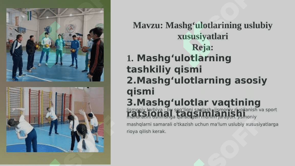 Mashgʻulotlarining uslubiy xususiyatlari 2
