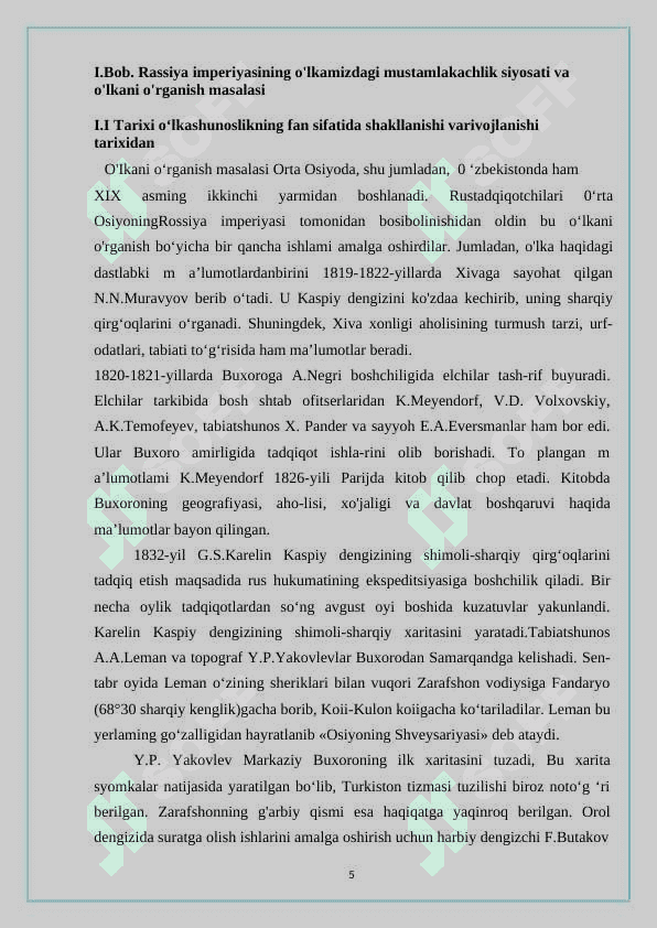 Rassiya imperiyasining o'lkamizdagi mustamlakachlik siyosati  va o'lkani o'rganish masalasi 4