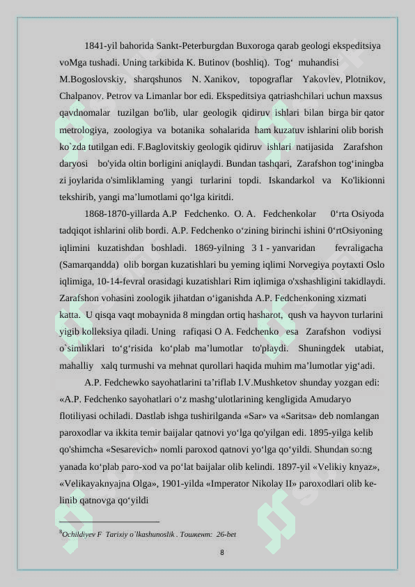 Rassiya imperiyasining o'lkamizdagi mustamlakachlik siyosati  va o'lkani o'rganish masalasi 7
