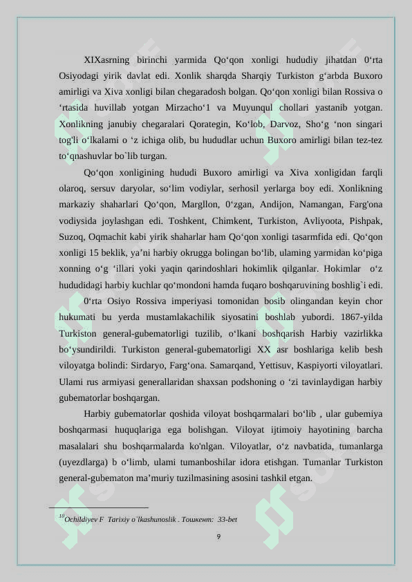 Rassiya imperiyasining o'lkamizdagi mustamlakachlik siyosati  va o'lkani o'rganish masalasi 8