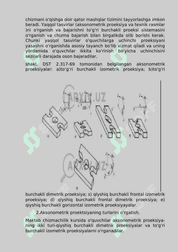 O`quvchilarning aksonometrik proekciya va texnik rasm bajarishga o`rgatish metodikasi 6