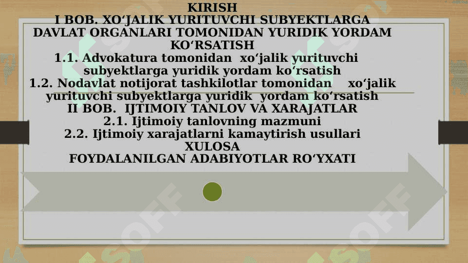 XO`JALIK YURITUVCHI SUBEKTLARNING MUAMMOLARI. IJTIMOIY TANLOV HARAJATLARI 2