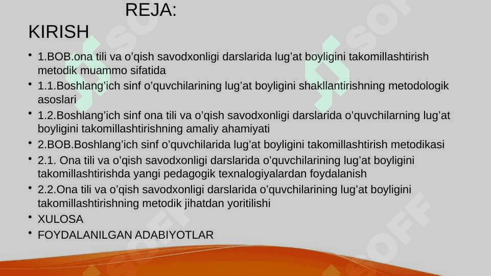 ONA TILI VA O’QISH SAVODXONLIGI DARSLARIDA O’QUVCHILARNING LUG’AT BOYLIGINI TAKOMILLASHTIRISH METODIKASI 2
