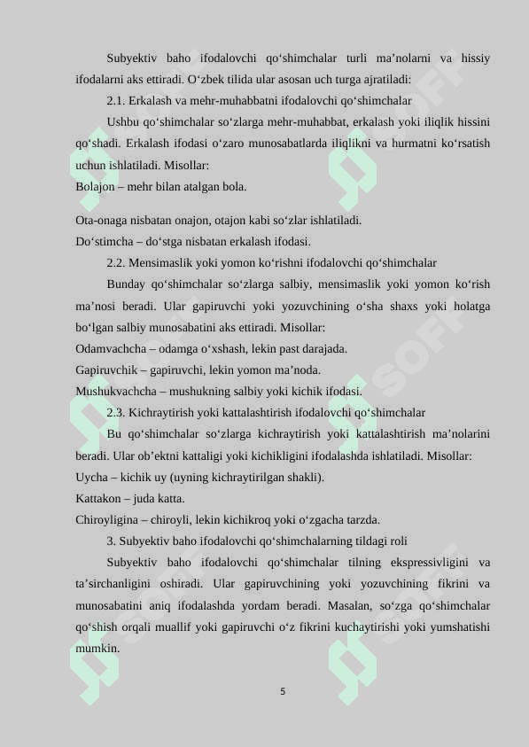 O‘quvchilarning subyektiv baho ifodalovchi qo‘shimchalar uslubiyati ustida ishlash malakalarini rivojlantirish (10-sinf misolida) 6