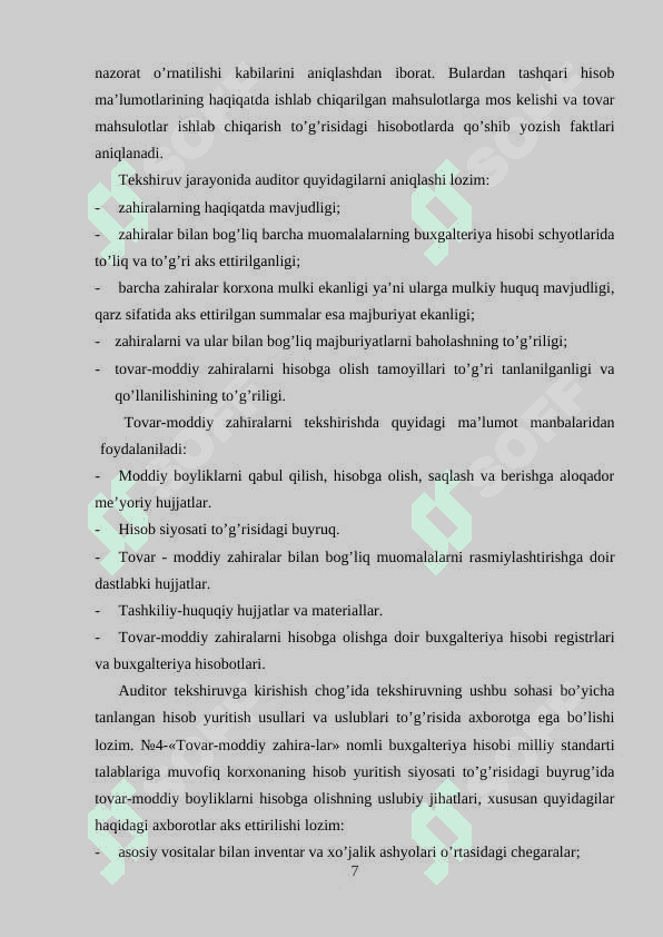 TOVARLAR MUOMALALARI AUDITI 7