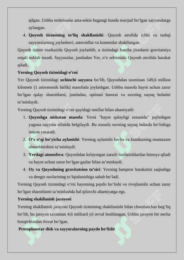 Yerning vujudga kelishi 25 6