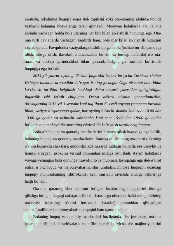 Ota-ona qaramog`idan mahrum bo`lgan bolalarni aniqlash va joylashtirish 8