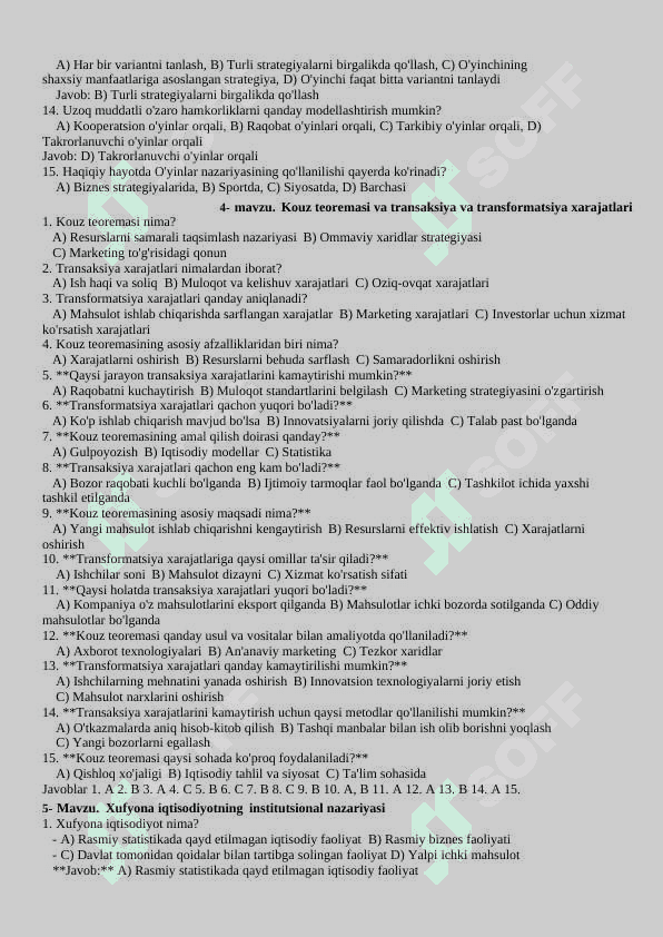 innustutsional iqtisodiyot fanidan test 5