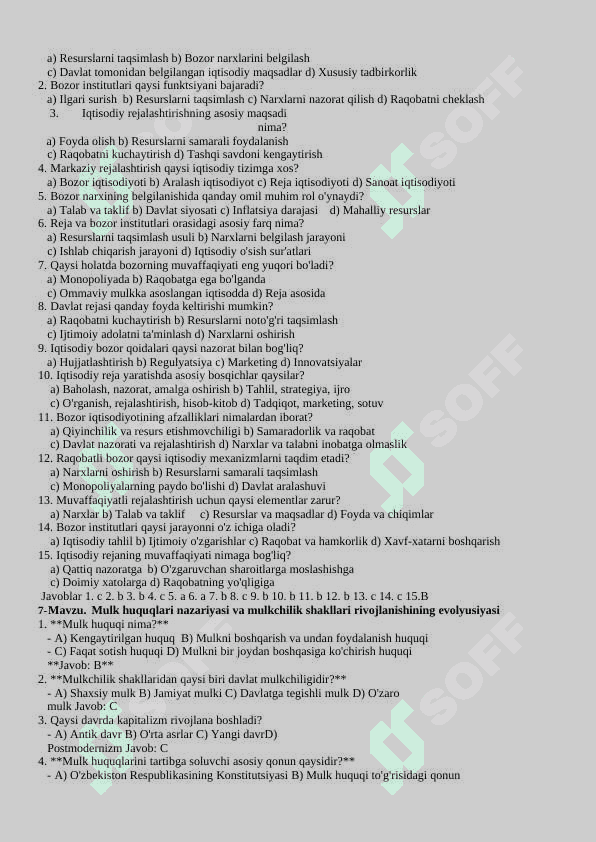 innustutsional iqtisodiyot fanidan test 7