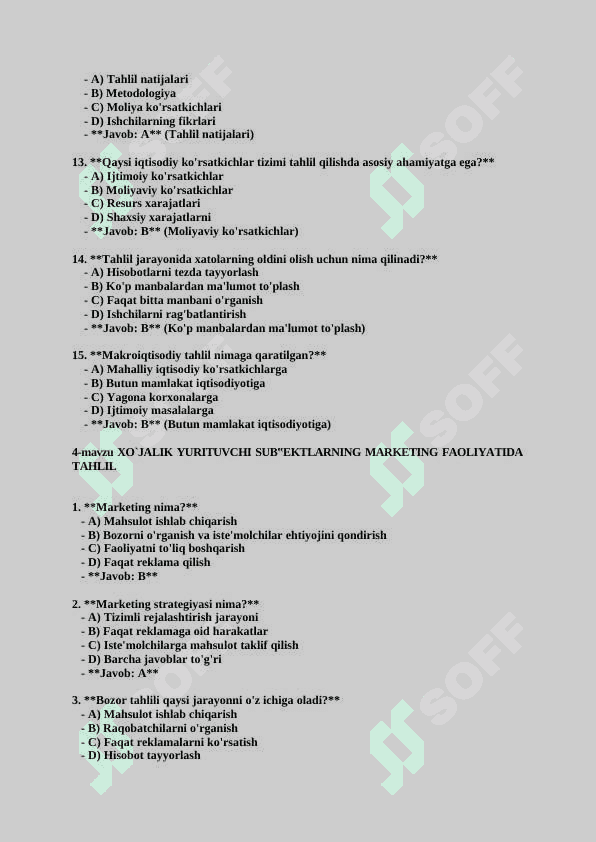 iqtisodiy tahlil fanidan testlar javoblari bilan 8