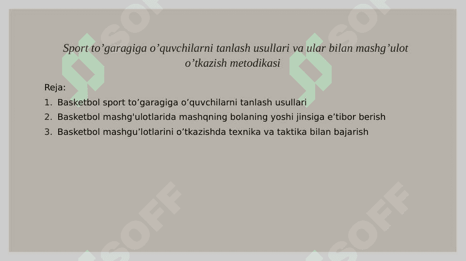 Sport to’garagiga o’quvchilarni tanlash usullari va ular bilan mashg’ulot o’tkazish metodikasi 2