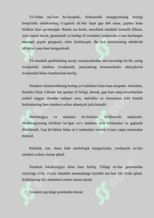 Dunyo tillarida sintaksisning oʻziga xos xususiyatlari 3