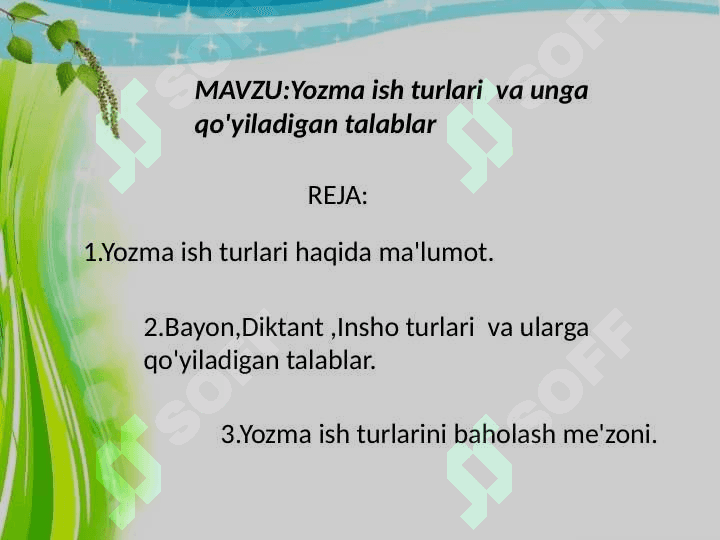 Yozma ishlarni tashkil etish metodikasi 2