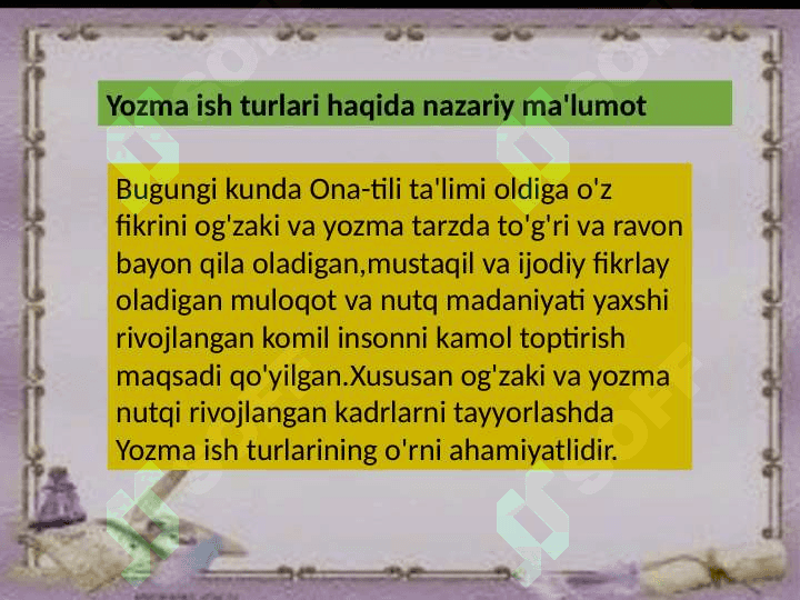Yozma ishlarni tashkil etish metodikasi 3