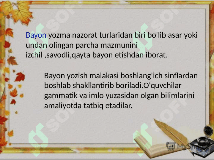 Yozma ishlarni tashkil etish metodikasi 6