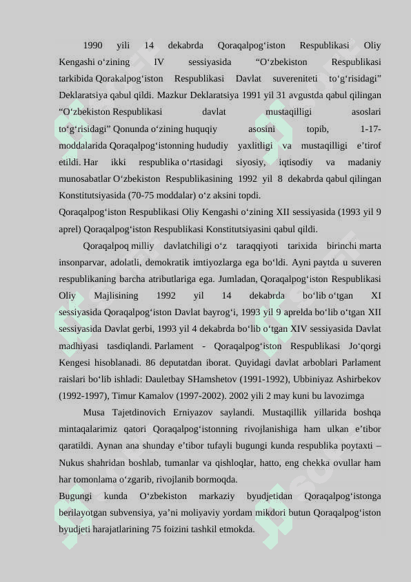 MUSTAQILLIK YILLARIDA QORAQALPOG’ISTON RESPUBLIKASI 3