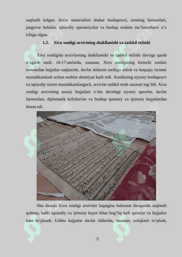 O‘zbekiston Respublikasi Milliy arxi fondlarida  saqlanuvchi Xiva xonligi arxivining manbaviy ahamiyati 5