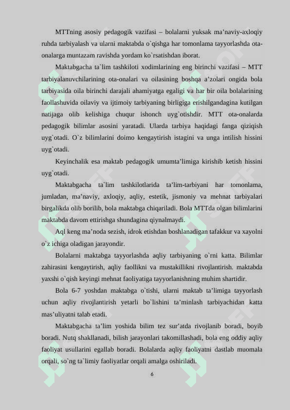 MAKTABGACHA TA’LIM MUASSASASI, OILA VA MAKTAB HAMKORLIGI 6