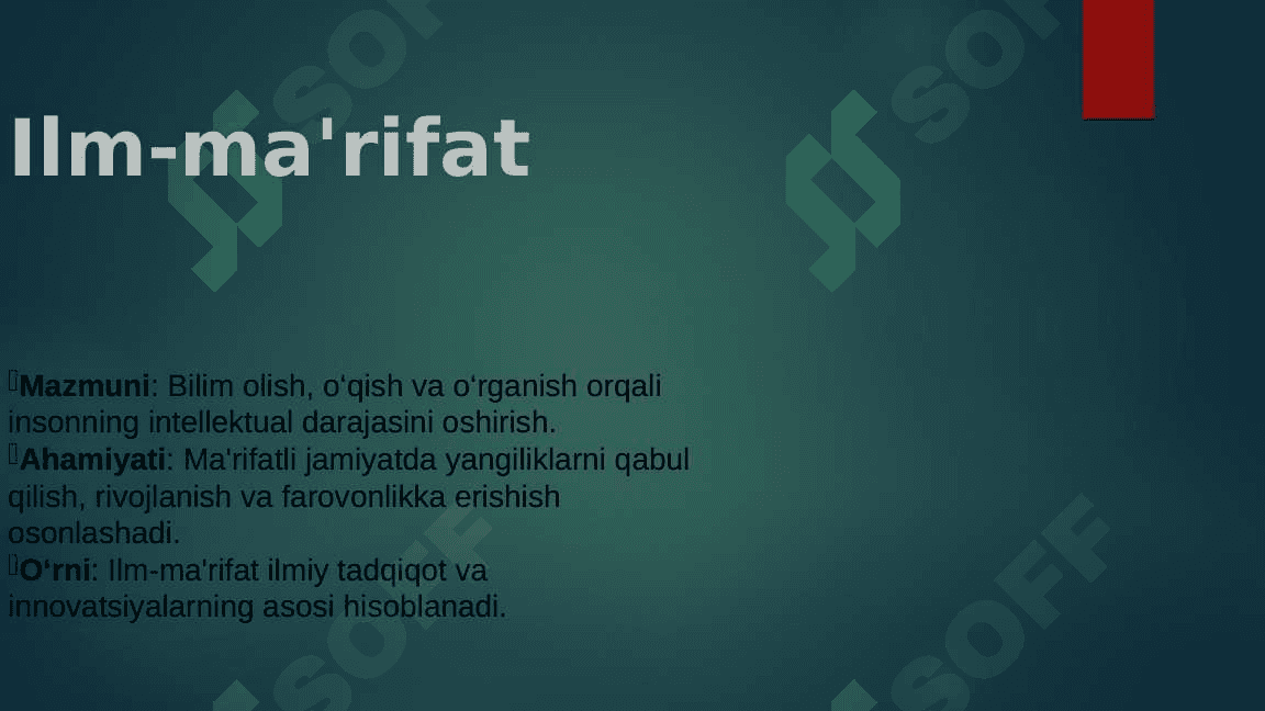 Ilm-ma'rifat. Fan. Innovatsiya. Innovatsiya. 4