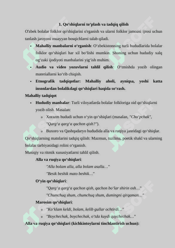O‘zbek bolalar folklor qo'shiqlarini o'rganish va ularni folklor jamoasi ijrosi uchun tanlash 2