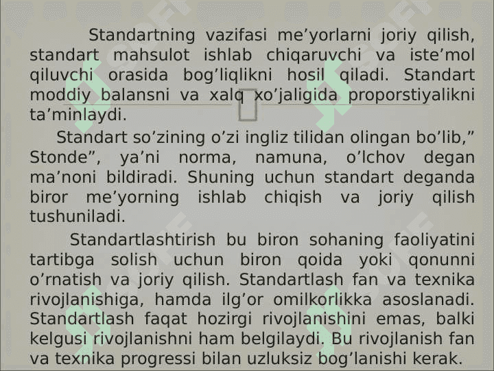 Standartlar.  mahsulot  sifatini ng o’sishida standartlashtirishning  roli 3