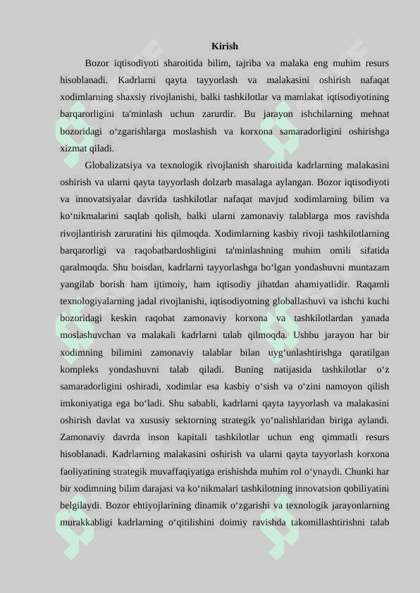Kadrlarni qayta tayyorlash va ularning malakasini oshirish 2