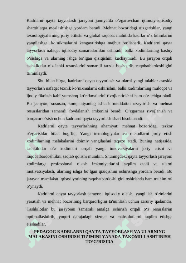 Kadrlarni qayta tayyorlash va ularning malakasini oshirish 4