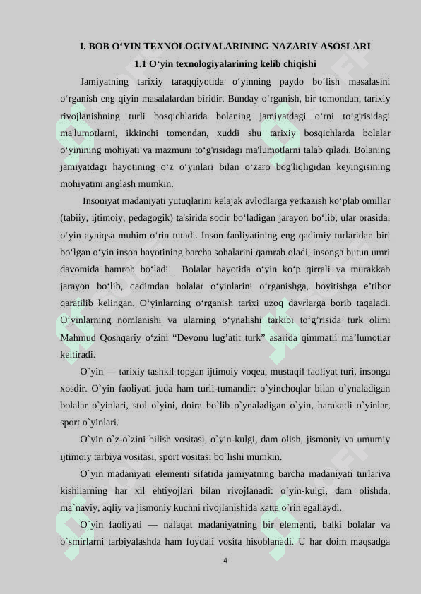 O‘YIN TEXNOLOGIYALARINING NAZARIY ASOSLARI 4