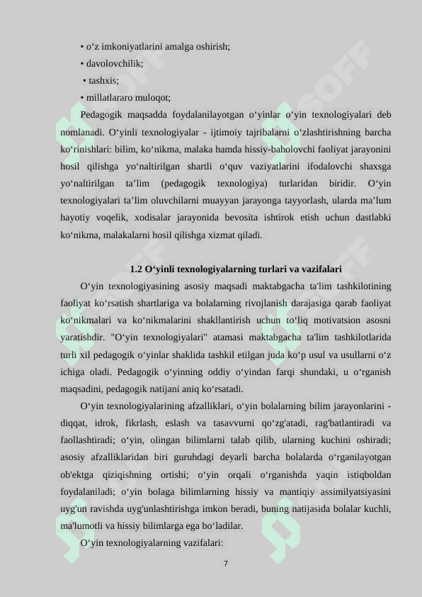 O‘YIN TEXNOLOGIYALARINING NAZARIY ASOSLARI 7