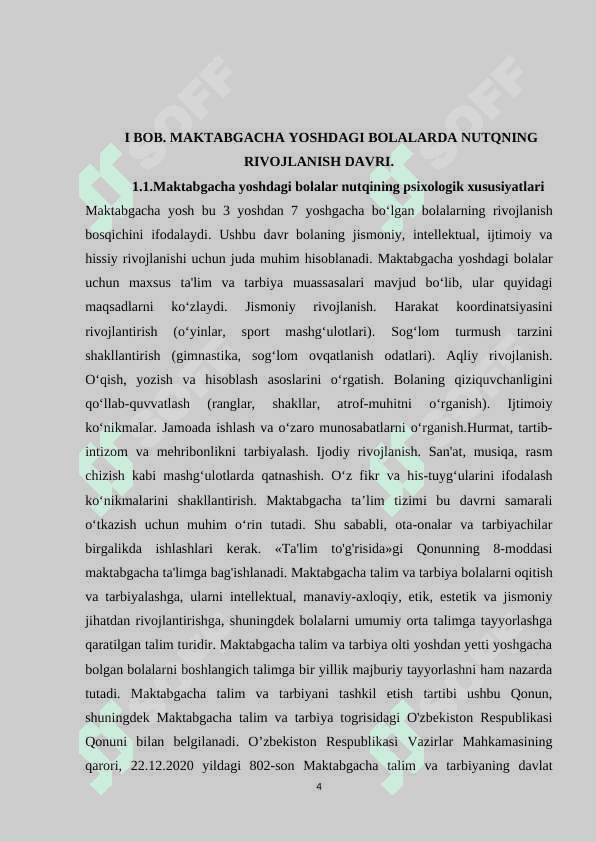 MAKTABGACHA YOSHDA NUTQ RIVOJLANISHI VA UNI O’RGANISH 4