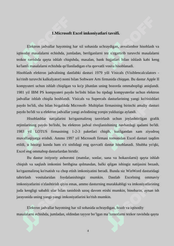 MS Excel dasturi. 4
