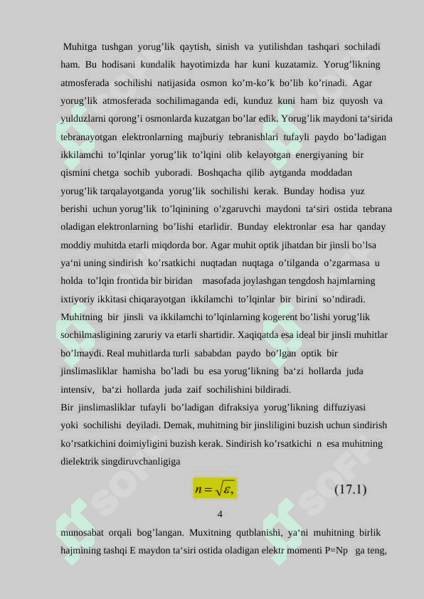 Yorug’lik sochilishi to’g’risida eynshteyn nazariyasi. 4