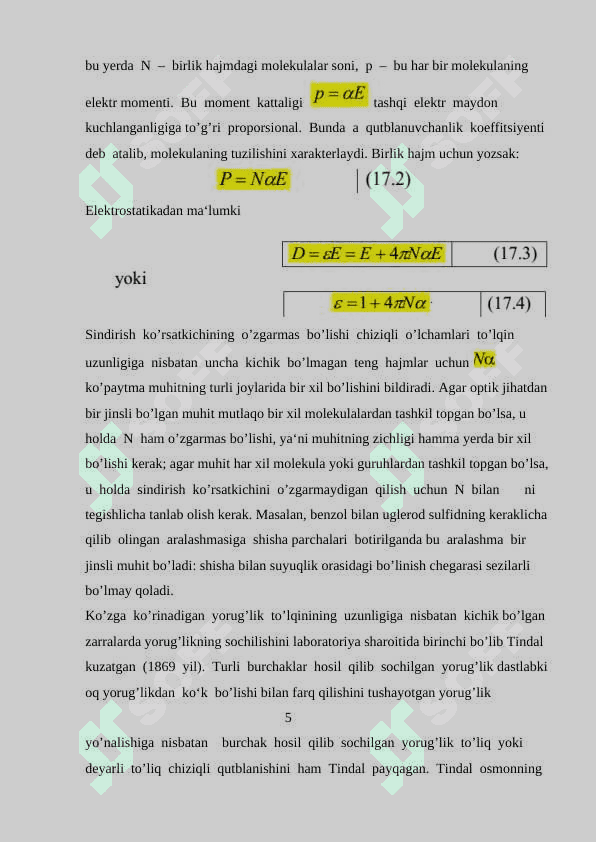 Yorug’lik sochilishi to’g’risida eynshteyn nazariyasi. 5