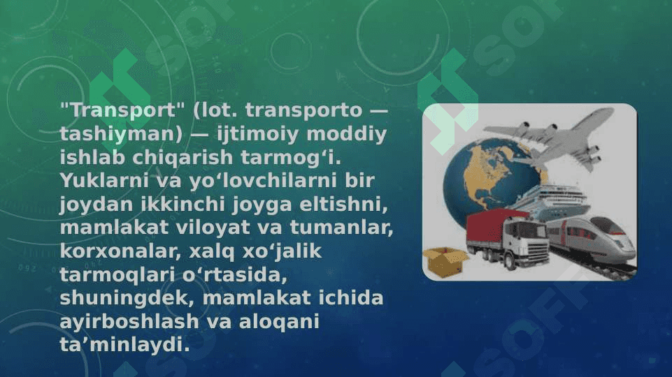 Transport bozori infratuzilmasi  va uning xususiyatlari 2