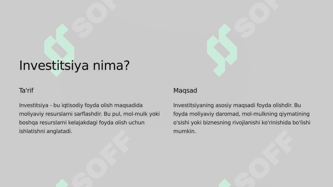 Investitsiya Hisobi 2