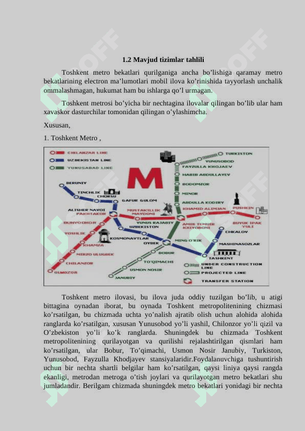 Toshkent Metropoliteni (bekatlar, bekatlar soni va boshqa ma’lumotlar) 6