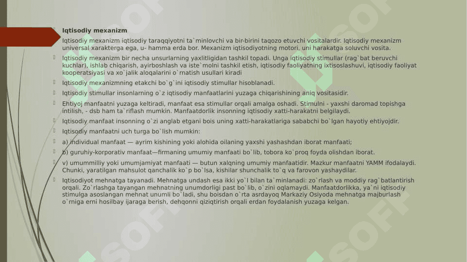 Iqtisodiy mexanizm va tizimlar 2