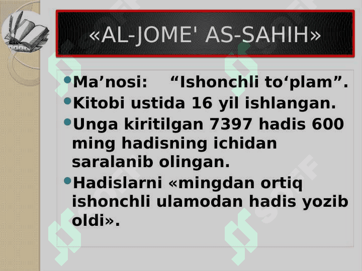 Imom al Buxoriy hayoti va ijodi 7