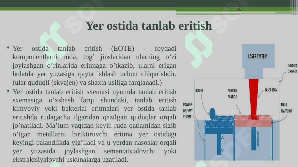 Misni yer osti – kimyoviy va bakterial  kimyoviy tanlab eritish 4