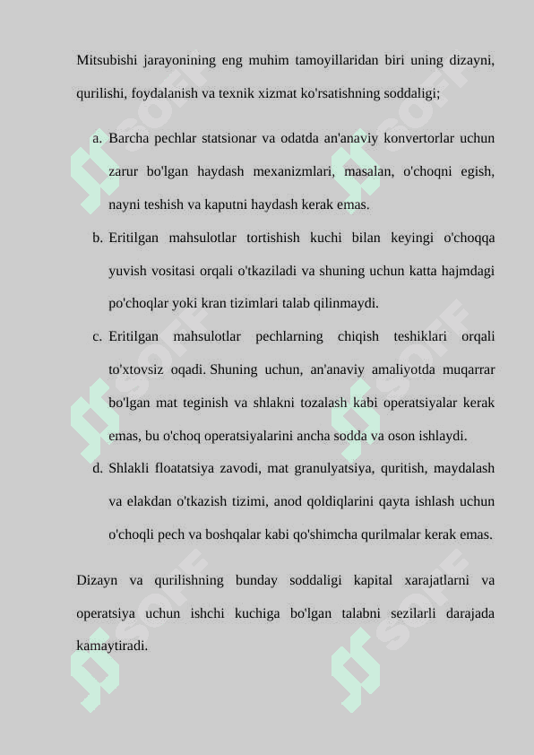 Mitsubishi jarayonida pechlarning ishlash prinsipi 3