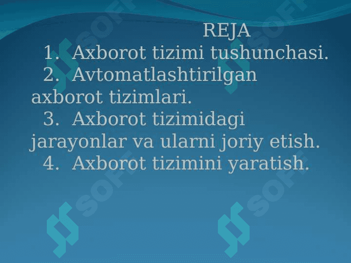 Avtomatlashgan axborot tizimlari. 2