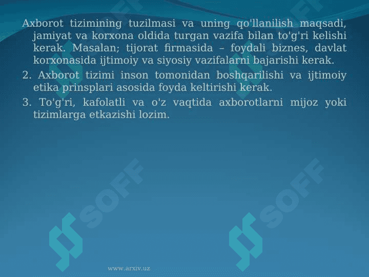 Avtomatlashgan axborot tizimlari. 7