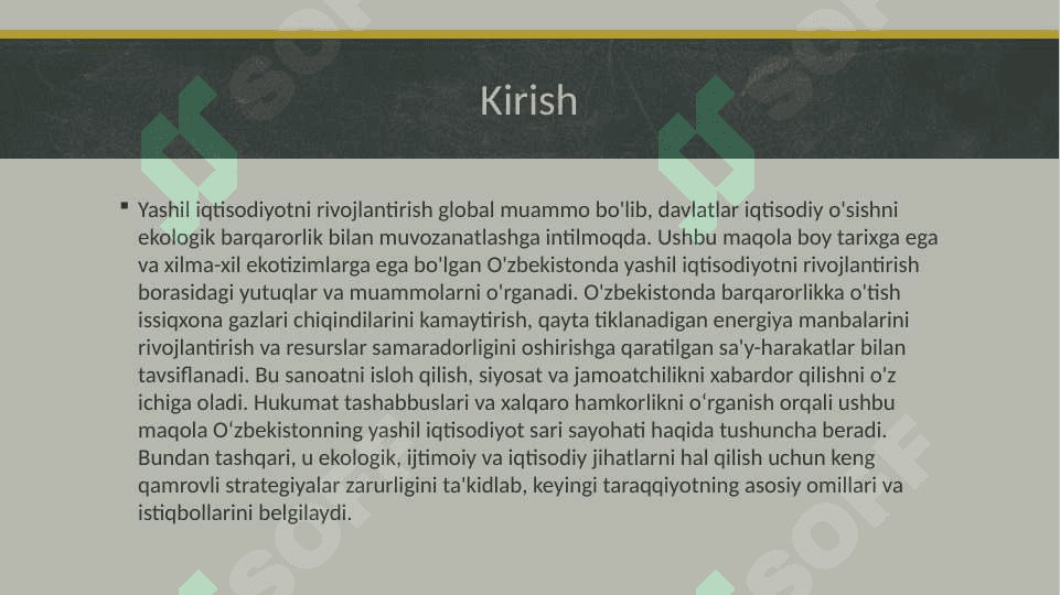 O’zbekiston Respublikasi “Yashil iqtisodiyoti”ni rivojlantirishda chiqindilardanoqilona foydalanishni yo’lga qo’yish masalalari 2