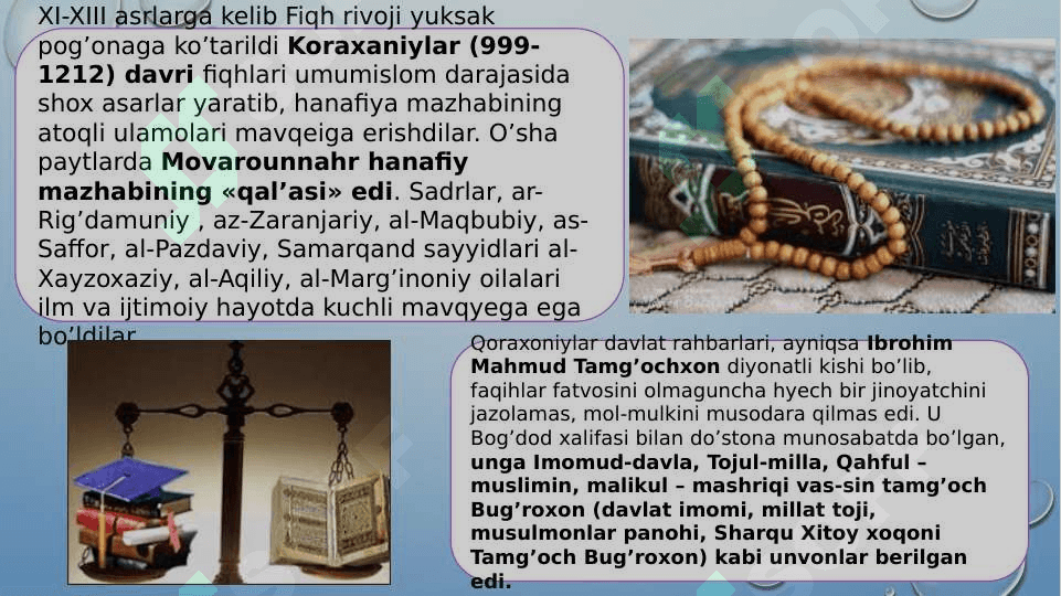 Markaziy Osiyo tarixida Xanafiya mazhabining oʻrni 7