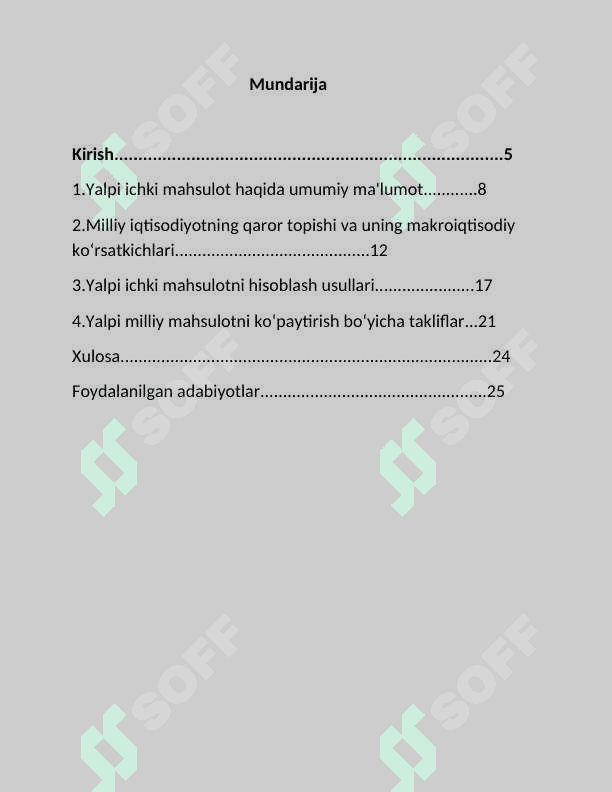 Yalpi ichki mahsulot va uni O'zbekistonda 
                                      ko'paytrish muommolari 2
